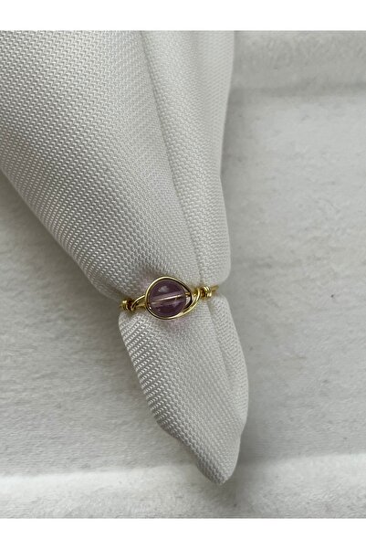 Pel Design خاتم سلكي من حجر الأمتروين ذهبي اللون مصنوع يدوياً