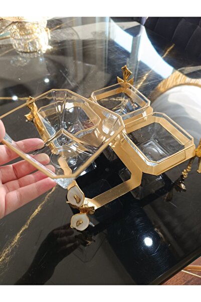 DEKOR ZÜCCACİYE HOME 4 Bowl Snack Bowl with Metal Legs Enameled