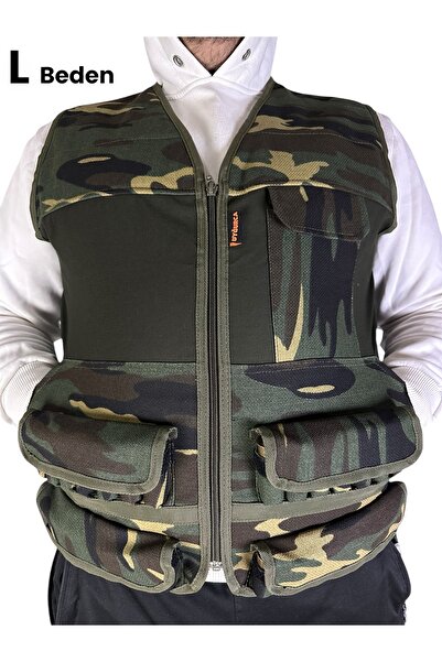 UYĞURCA L Beden Askeri Desen Avcı Yeleği - 30 Fişek Kapasiteli - 12 Kalibre