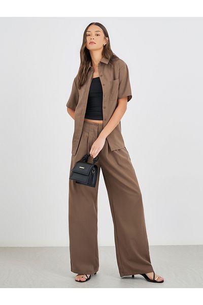 Styli Spread Collar Short Sleeve Shirt and Pants Co-Ords