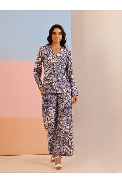 Sanskrutihomes By Styli All-Over Print Wrap Top and Pants Co-Ords