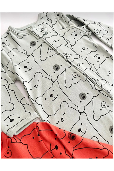 Bamoola Cute Teddy Bear Printed 100% Cotton 3-Piece Jumpsuit Set Unisex