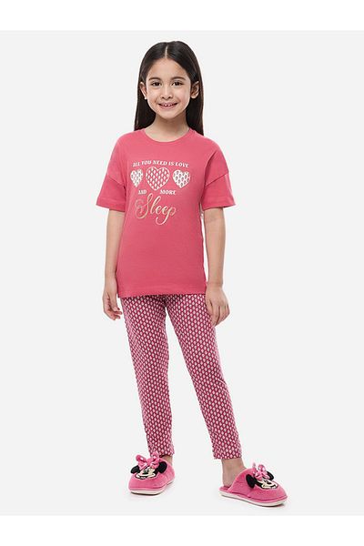 Victor and Jane By Styli Graphic Print Round Neck T-Shirt and Pyjama Set