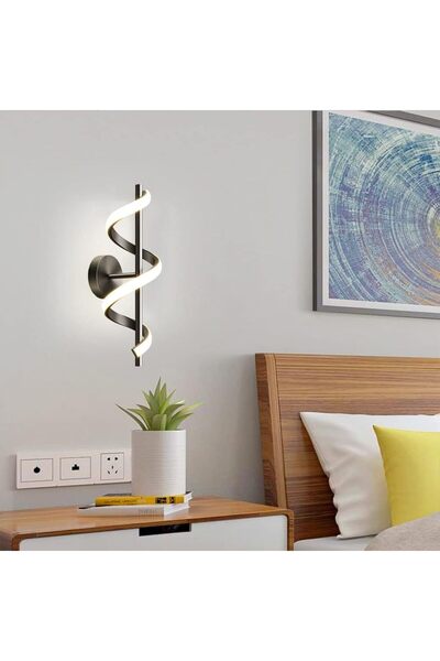 LightPlanet Lampa de perete spirala creativa cu 3 Tipuri De Lumina, COD-9352 BK