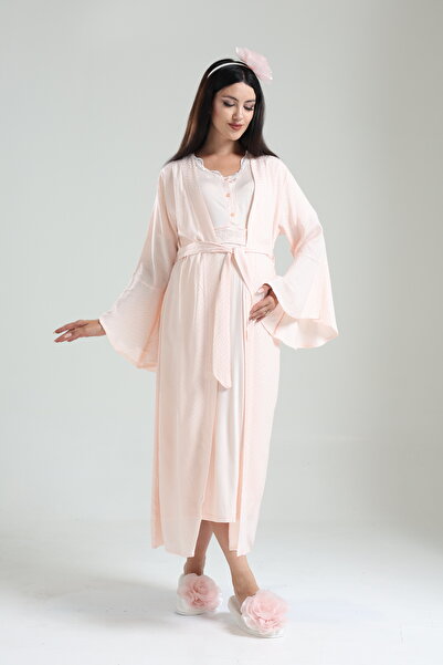 CT MODA طقم ملابس نوم للحوامل من قماش الجاكار بتصميم خاص من الدانتيل مصنوع من...