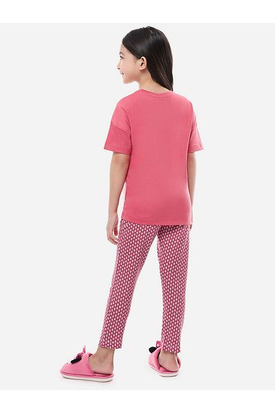 Victor and Jane By Styli Graphic Print Round Neck T-Shirt and Pyjama Set