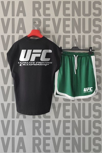 Vordevia Ultimate Back Printed Zero Sleeve Sports Tshirt and Green Shorts Sports Set