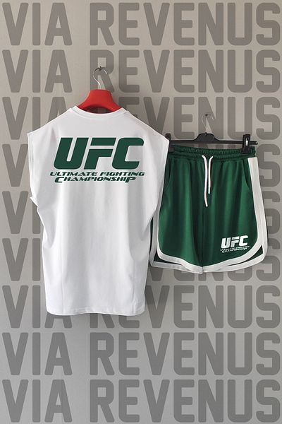 Vordevia Ultimate Back Printed Zero Sleeve Sports Tshirt and Green Shorts Sports Set