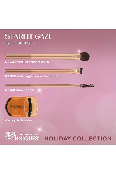Real Techniques Real Techniques Starlit Gaze Eye + Lash 4 Piece Holiday Gift Set, Eye Makeup Brush Set For Eyeshadow