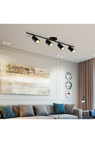 LightPlanet Lustra, Spot LED 58cm Negru GU10, 4x10w(maxim), de Perete si Tavan, 220V