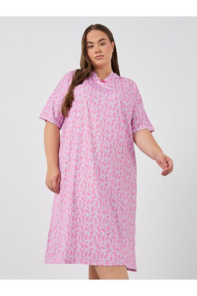 Styli Plus Size Pineapple Print Bow Detail Nightdress