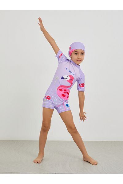 Styli Graphic Print Swimsuit with Cap