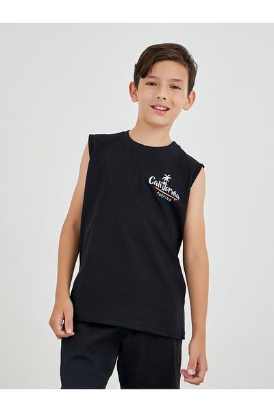 Styli Boys Slogan Print Round Neck Tank and Drawstring Shorts Set