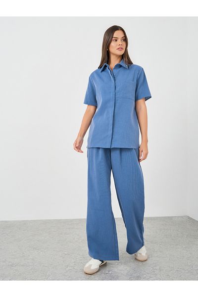 Styli Spread Collar Short Sleeve Shirt and Pants Co-Ords