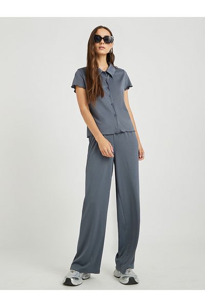 Styli Solid Short Sleeve Shirt and Pants Co-Ords