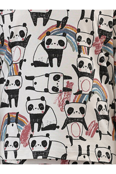 Anthrilo By Styli Boys White All-Over Panda Print Long Sleeve T-Shirt and Pyjama Set