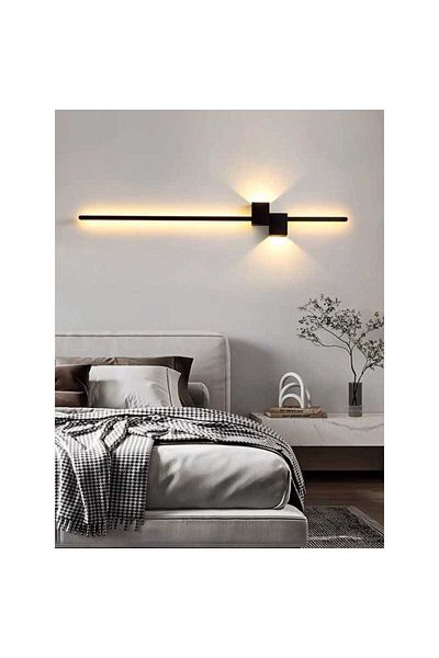 Jiju LED Wall Lamp 80cm Bar Minimalist Design Black Modern 28 W, 3 Types of Light