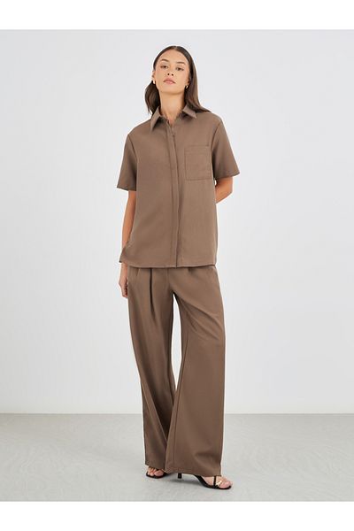 Styli Spread Collar Short Sleeve Shirt and Pants Co-Ords