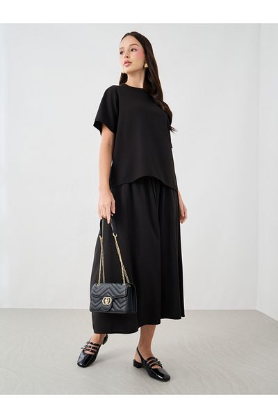 Styli Solid Short Sleeve T-Shirt and Skirts Co-Ords