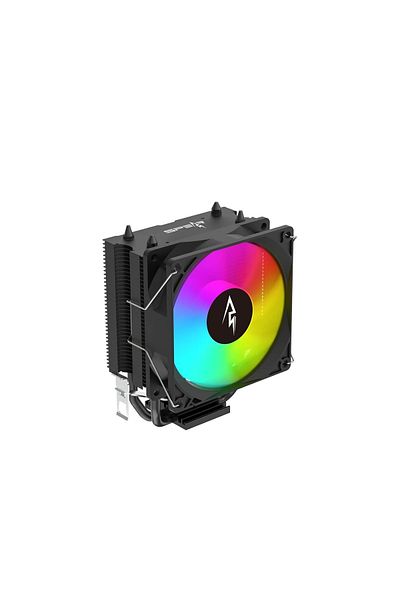 PC'GEN مبرد هواء لوحدة المعالجة المركزية، مروحة PWM مقاس 90 مم، أنبوبان حراريان من النحاس، إضاءة ARGB، أبيض