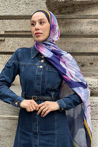 Tesettür Diyarı Şal din bambus cu model de dihori