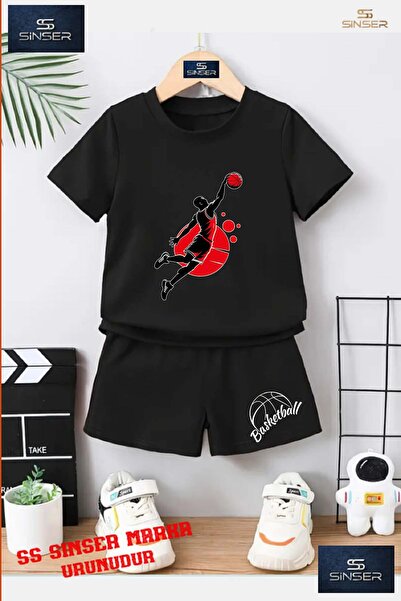 SS SİNSER Kids Unisex “Basketballer Black Red“ Custom Printed Crew Neck T-Shi...