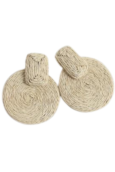 Waves And Pebbles Beige Hoop Earrings