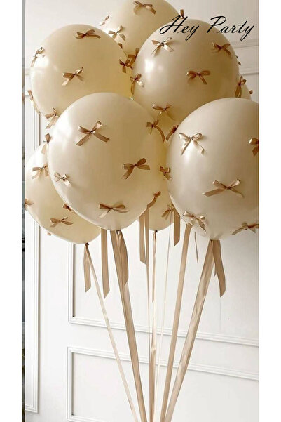 PartyPoo Mink Bow Kumbeji Balloon Set 10-Piece Birthday Set Bow Balloon, Ribb...