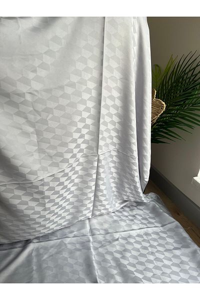 VaVscarfs Koza Pattern Cotton Jacquard Shawl Light Gray