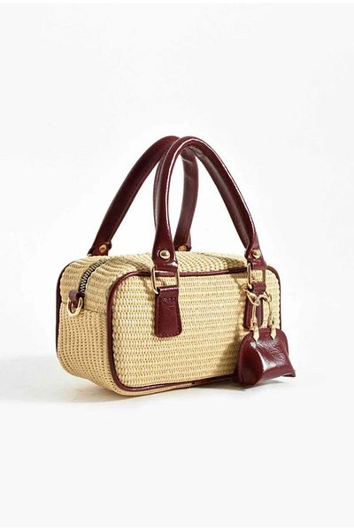 Butik Tacca Box Model Straw Hand and Shoulder Bag
