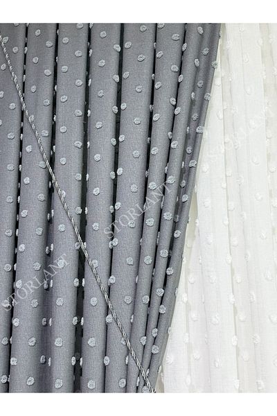 Storlant Puffy Pompom Patterned Linen Background Curtain L Preferred - Product Frequently Pile L Accessory Gift