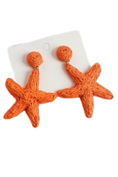 Waves And Pebbles Orange Starfish Earrings