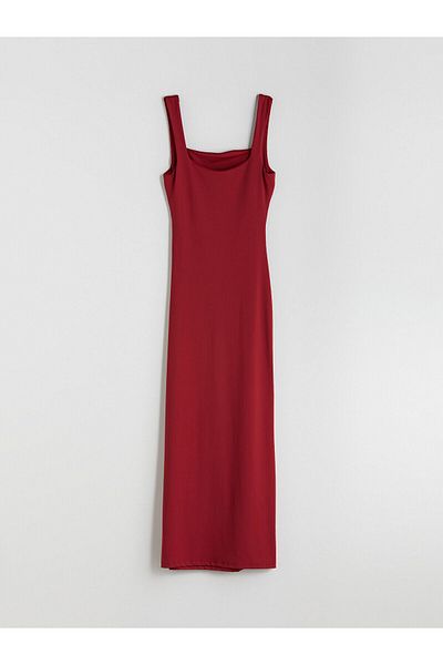 LC Waikiki Square Neck Gathered Bodycon Dress