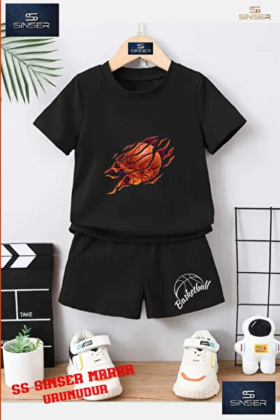 SS SİNSER Tricou cu gât rotund cu imprimeu special „FLAME BASKET BALL” UNISEX...