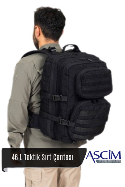 ASCİM Ascim 46 Litre Su Geçirmez Cordura Kumaş Taktik Askeri Kamp Yürüyüş Sır...