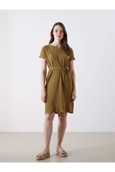 LC Waikiki Φόρεμα LCW Grace Green Crew με υφή