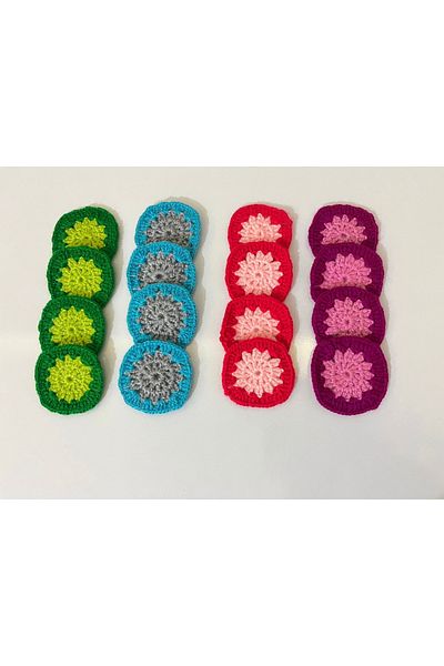 Petek Collection Motifs for Square Knitting 5.5 cm (16 Pcs Color in the Picture)