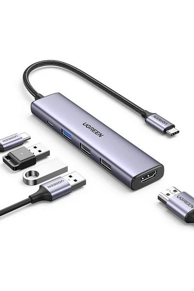 Ugreen موزع USB C مع شحن PD بقوة 100 وات من النوع C إلى HDMI