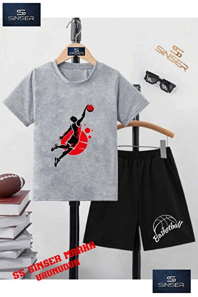 SS SİNSER Kids Unisex “Basketballer Black Red“ Custom Printed Crew Neck T-Shi...
