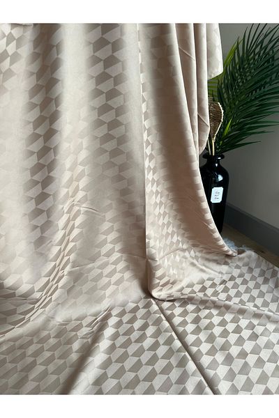 VaVscarfs Koza Pattern Cotton Jacquard Shawl Beige