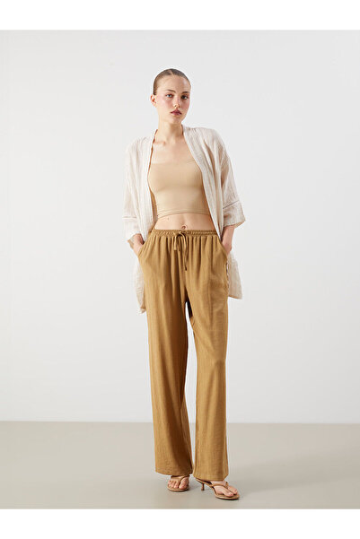 LC Waikiki Nevavm Textured Women's Trousers with Elastic Waist