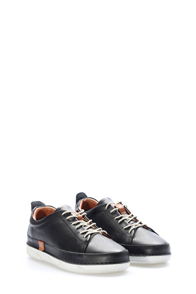 TUGERDİ Tugerdi Black Genuine Leather White Thermo Sole Lace up Women's Casua...