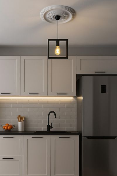 ARTILED Minimal Black Metal Square Framed Single Pendant Lamp Chandelier 25X25