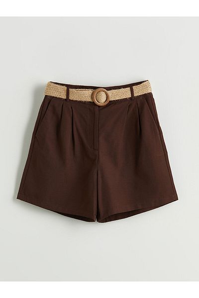 LC Waikiki Women's Shorts with Belted Linen Blend