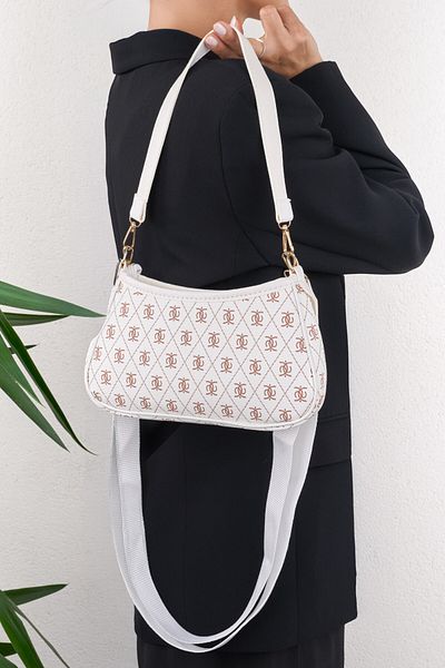 Cosser Farme Monogram Baguette and Crossbody Women's White Shoulder Bag
