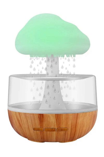 Humidifier Cloud Rain Humidifier & Night Light with Water Drop Sound & Aroma Diffuser – White