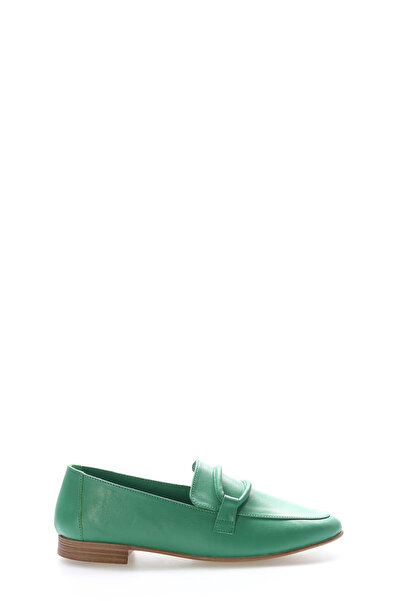 TUGERDİ Tugerdi Green Inside and Outside Genuine Leather Light Sole Quality Women's Ballerina Shoes Tg096572615410