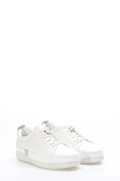 TUGERDİ Tugerdi White Genuine Leather White Thermo Sole Lace-Up Women's Casua...
