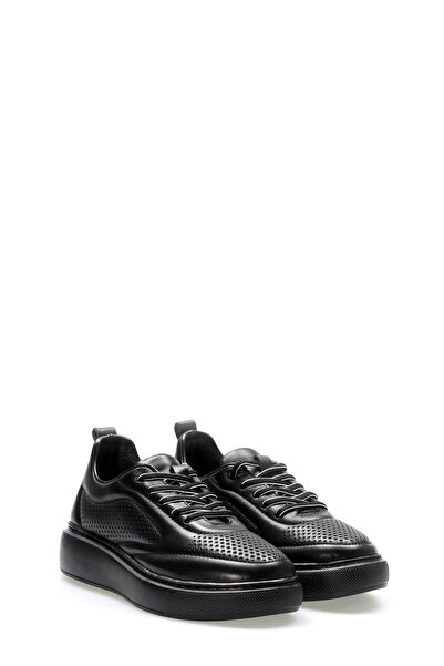 TUGERDİ Tugerdi Black Inside and Outside Genuine Leather Black Light Sole Lac...