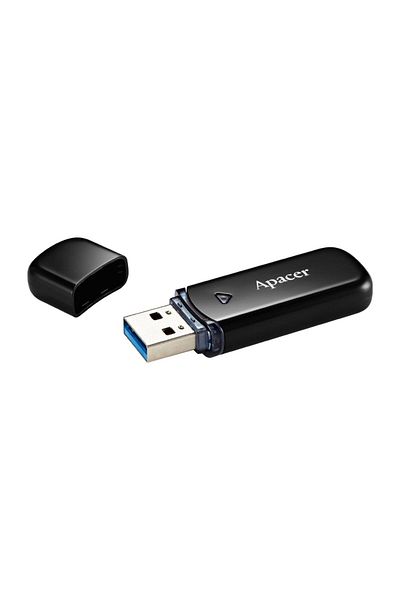 Apacer Stick de memorie USB 3.2 de 64 GB, AH355 cu capac, negru